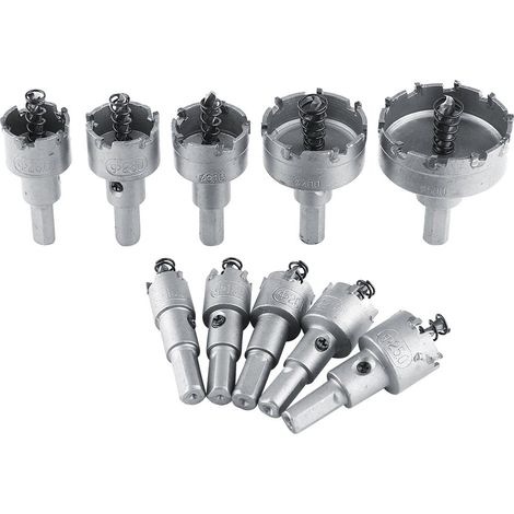 BEBUSINGOTO 10 stücke 16-50mm HSS Bohrer Set Hartmetall TCT Core Bits Metallbearbeitung Schneiden Werkzeuge (1/4)