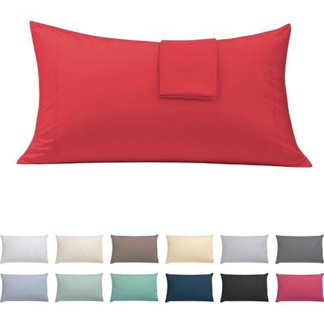 Taies Oreiller 50x75 cm Lot de 2 Coton Polyester Rouge (1/5)