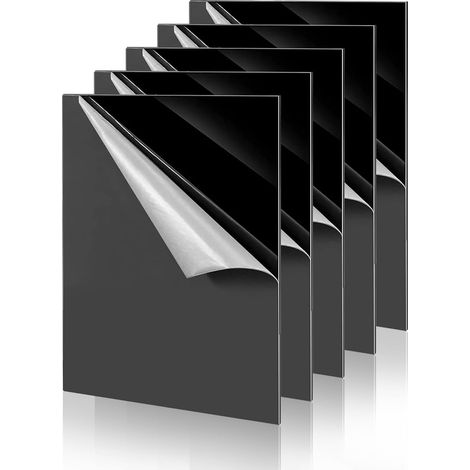 5 pièces plaque acrylique noire A4, plaque en plastique verre acrylique plaques acryliques 1,7 mm, plaques en plastique pour affichage, cadre photo, peinture (29,7 x 21 CM) (1/5)