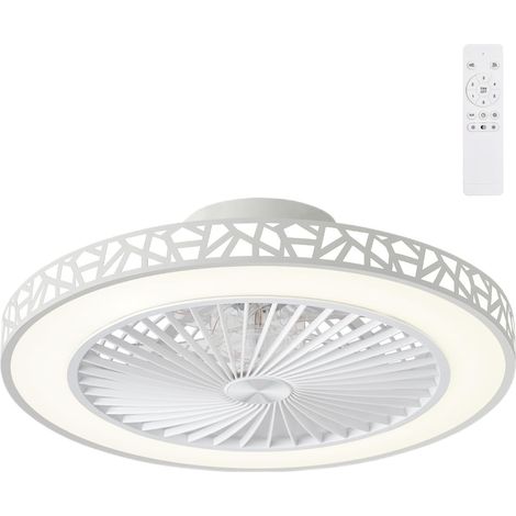 Moderner 48-cm-Deckenventilator, Deckenventilator mit dimmbarer 3-farbiger LED-Beleuchtung (40 W), 6 Geschwindigkeitsstufen, reversibler Deckenventilator mit intelligenter Fernbedienung und Timer, Sch (1/4)
