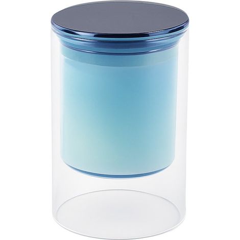 Bougie Parfumée Senteur Bois de Cèdre avec Contenant en Verre Bleu 7 x 7 x 11,3 cm - PANGIVO (1/5)