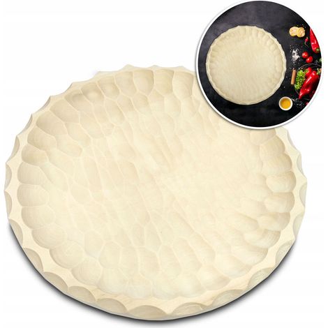 Runde, handgeschnitzte Holzplatte, 25 cm (1/4)