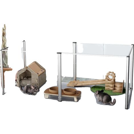 Parc pour Chien, Panneaux Acryliques Durables, Assemblage Facile, Argent (1/2)