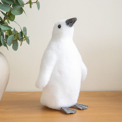 26cm Freestanding Flocked Christmas Penguin Decoration (1/5)