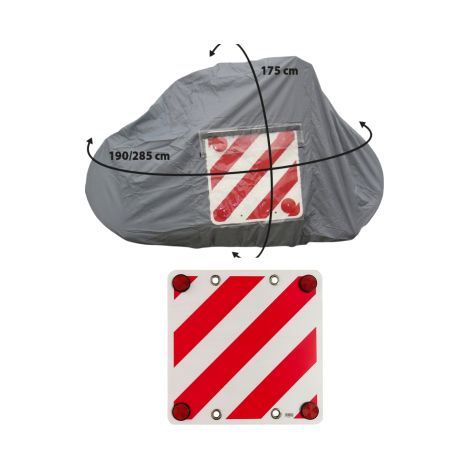 PACK OPTIMA Bâche pour porte-vélo sur paroi arrière 4 vélos + Panneau de signalisation réfléchissant