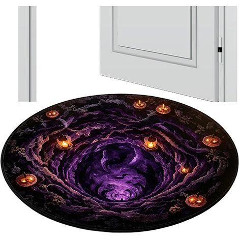 Tapis de porte Illusion Halloween 60 x 60 cm, Tapis à Effet Horrifique Optique, Décoration pour Maison, Appartement, Maison Hantée. (1/5)