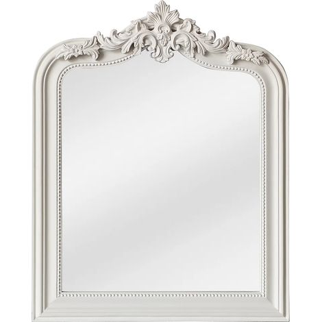 Specchio trumeau con modanature in legno di paulownia - L. 80 x H. 100 cm - Bianco opaco - NOVARA (1/4)