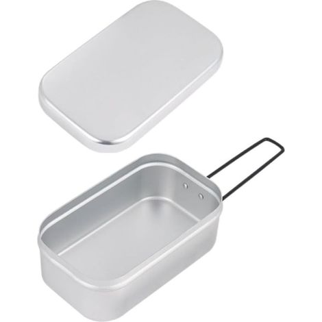 Boîte à bento en aluminium argenté de 800 ml, légère et portable (1/5)