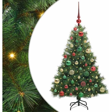 Sapin de Noël artificiel avec 150 lumières LED, vert, 120 cm, en PE et PVC. (1/5)
