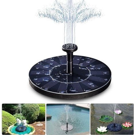 Fontaine solaire,pompe de bassin solaire 1,4W avec 4 effets,hauteur maximale de 70cm,pompe solaire, pompe de fontaine flottante solaire pour bassin de jardin ou bain d'oiseaux de fontaine d'aquarium-F (1/3)