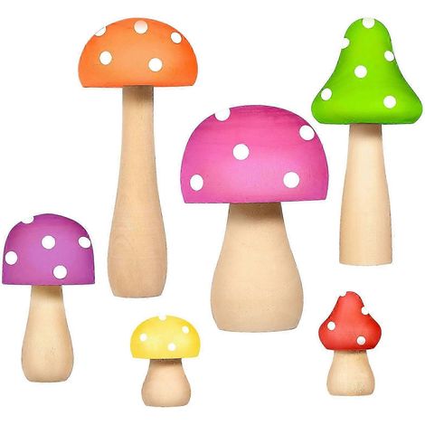 Décoration de table en bois brut en forme de champignon (6 pièces)