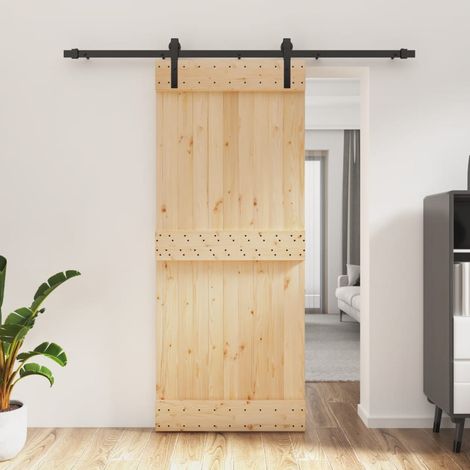 Puerta corredera con herrajes madera maciza de pino 85x210 cm vidaXL (1/5)
