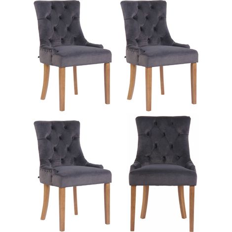 Set 4 poltrone pranzo Aberdeen in velluto grigio scuro antico chiaro (1/5)