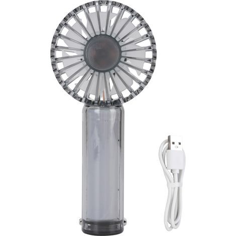 Ortviai Mini Ventilateur Portable Transparent avec Crochet, 3 Vitesses, Batterie Rechargeable 1200 mAh, Noir (1/5)