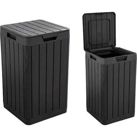 Pattumiera da giardino in resina 80 Lt. con porta sacco e chiusura a scatto Rio Garden antracite TOOMAX (1/5)
