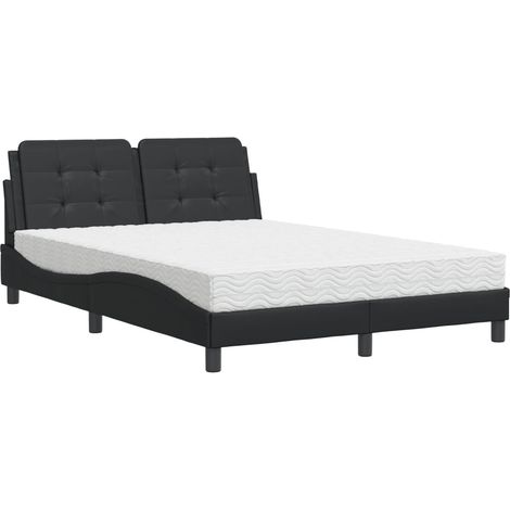 Bett mit Matratze Schwarz 140x200 cm Kunstleder vidaXL759286 (1/5)