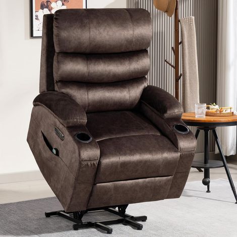 Fernsehsessel mit Aufstehhilfe, Massage & Heizung, USB, Braun (1/5)