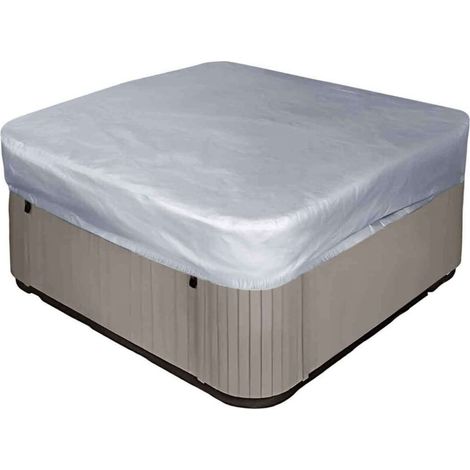 Bache spa carrée 231x231x30cm, polyester 190T anti-poussière UV, avec sac (gris) (1/5)