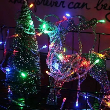 Guirlande lumineuse LED pour sapin de Noël 5 m, 50 lumières multicolores, 3 piles AA (1/3)