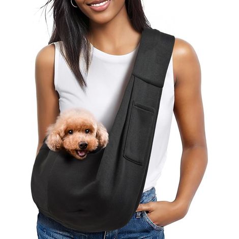 Haustierrucksack klassische Taschen und klassische Schultergurte für Haustiere von 1,5 bis 4,5 kg (schwarz) (1/5)
