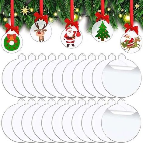 HOXILEELEO20 ornements ronds vierges pour sapin de Noël - Décoration DIY - Lot de 20 pièces (1/5)