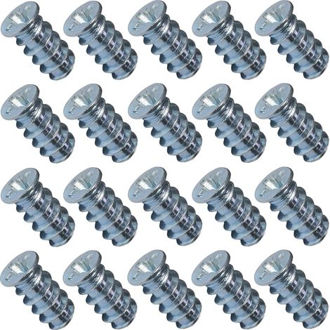 C44759 - Lot de 20 vis euro pour meubles/armoire/placard - assemblage de bois - Ø6.3x13mm - en acier zingué métal - à empreinte pozidriv (1/4)