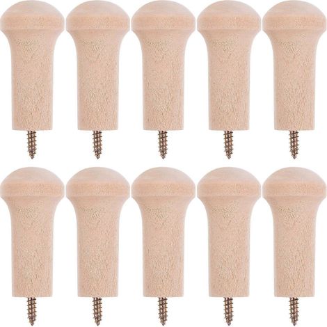 Crochets en bois pour porte-serviettes muraux, 5,20 x 2,50 x 2,50 cm, lot de 10, adaptés à un usage domestique. (1/5)