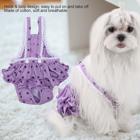 Culotte hygiénique menstruelle en coton respirant à pois pour chien ou chiot (violet, XXL) (1/5)
