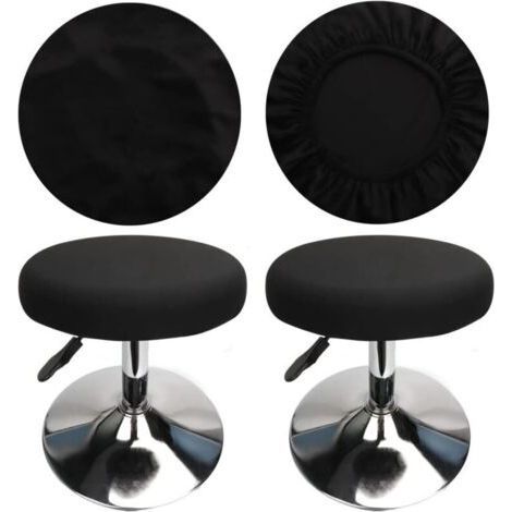 Round Stool Cover Bar Stool Cover, Luxury Fabric, Diameter 30cm, Stretchy, Wrinkle-Resistant, Washable and Dust-Proof (2 Pieces Black) (1/3)