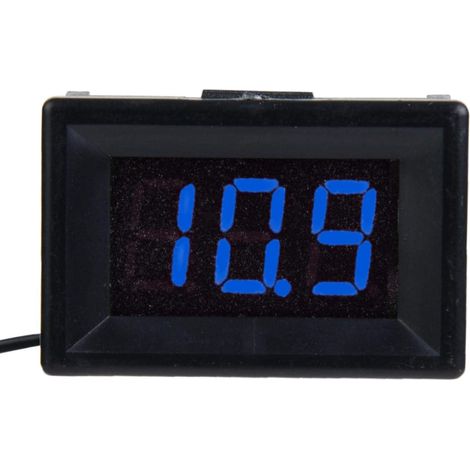 Jauge de voltmètre numérique, voltmètre numérique 0.36 pouces à deux fils DC 2.4-30V compteur de tension d'affichage à LED étanche(Bleu) (1/5)