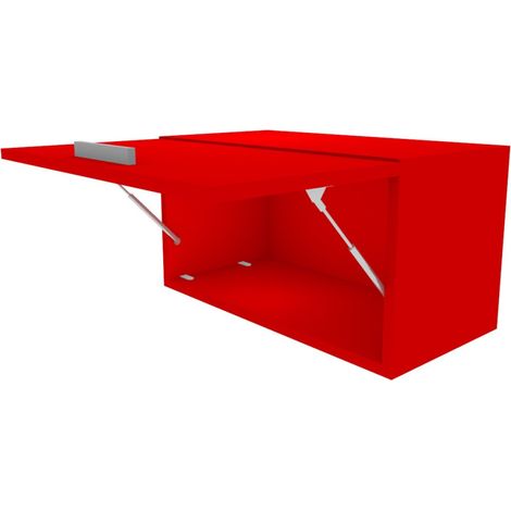 Libreria pensile moderna con anta a ribalta - Soluzione salvaspazio per soggiorno e cameretta - Rosso (1/5)