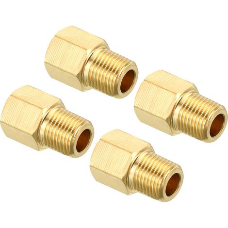 Laiton Tuyau Raccord Hex 1/8 NPT Mâle x 1/8 NPT Femelle 4pcs (1/5)