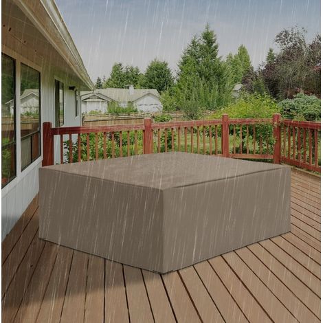 Housse mobilier extérieur 275x205x90 cm en polyester beige, étanche terrasse FloraGrace (1/5)