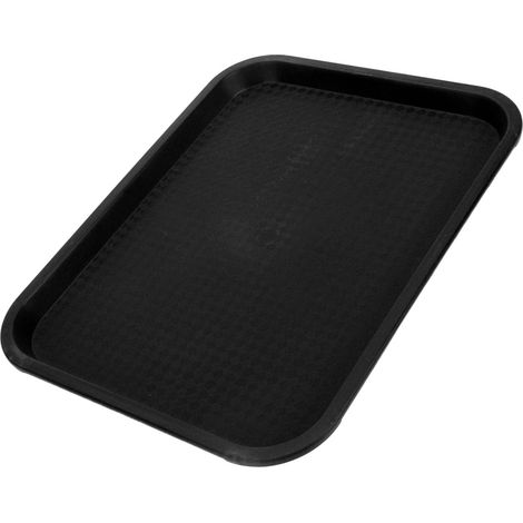 Petit plateau rectangulaire PP incassable, épaissi antidérapant, assiette repas chinois noire (1/5)