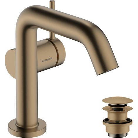Mitigeur de lavabo avec vidage Push-Open, économie d'énergie (CoolStart), Robinet salle de bain 110mm, économie d'eau (EcoSmart+), Bronze brossé, 73320140 (1/5)
