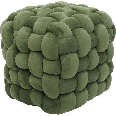 [NUNCA USADO] Puf HHG-939, puf otomano tapizado con nudos, terciopelo (220 g/m²) 39 cm, verde