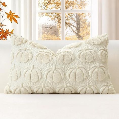 Housses de Coussins 30x50cm Taie d'oreiller en Fausse Fourrure Maison Salon Chambre Canapé (Beige Crème) (1/5)