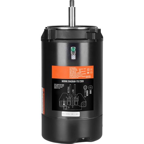 Pompe de piscine moteur 1 CV, 56J, 115V/230V, 3450 tr/min, 60Hz, facteur de service 1.4, condensateur 90µF, rotation anti-horaire, bride ronde. (1/5)
