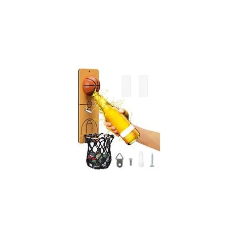 Magnétique Ouvre Bouteille Mural en Basket-ball, Decapsuleur Mural Biere Vintage, Décapsuleur Magnétique Original avec Cap Catcher, Biere Cadeau Homme pour Papa, Amie et Collègue