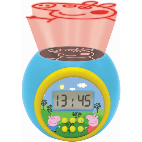 Lexibook, Peppa Pig, Sveglia a proiettore con funzione snooze e funzione allarme, luce notturna con timer, schermo LCD, funzionamento a batteria, blu/giallo, RL977PP (1/5)