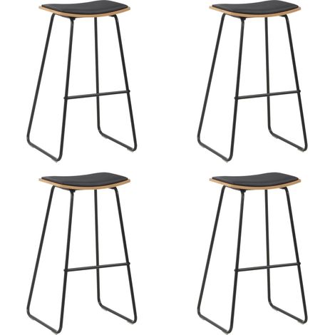 Tabourets de bar lot de 4 noir similicuir