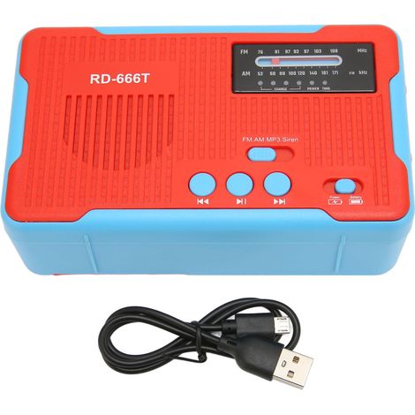 Radio d'urgence solaire à manivelle AM FM portable multifonction avec lampe LED pour maison et extérieur (1/5)