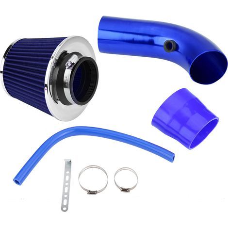Kit de tuyau d'admission d'air froid universel en aluminium pour voiture, 76 mm, 3 pouces, bleu (1/5)