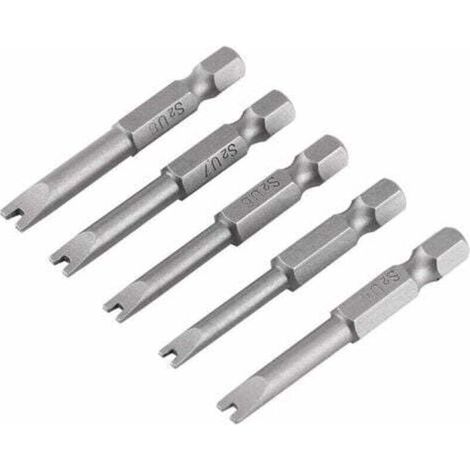 Jeu de 5 embouts de tournevis en acier allié S2, 50 mm de long, tige hexagonale de 1/4 de pouce, embouts de tournevis magnétiques, tête en forme de U, adaptés aux réparations électriques et mécaniques