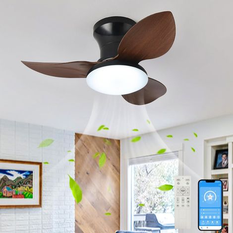 Ventilateur de plafond 65 cm avec lumière, télécommande/contrôle par application, gradation continue, 6 vitesses de vent, minuterie, réversible (1/5)