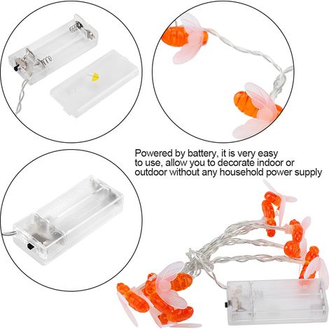 10 LED-Bienen-Lichterkette, batteriebetrieben, wasserdicht, für Garten und Terrasse, 1,2 m lange Lichterkette (1/5)