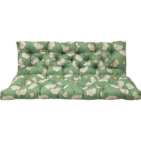 Coussin de banc de jardin, imperméable, design antidérapant, Ginkgo Vert-a, 120x100CM-a (1/2)