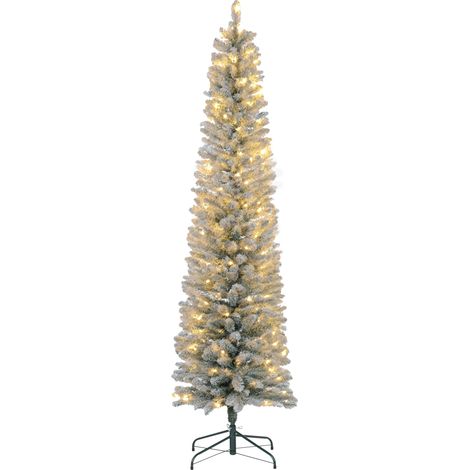 HOMCOM Albero di Natale Innevato da 210 cm con 405 Rami e Luci LED Verde (1/5)