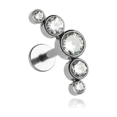 Labret-Cluster aus Titan mit weißen Zirkonen – Silber 1,2/8