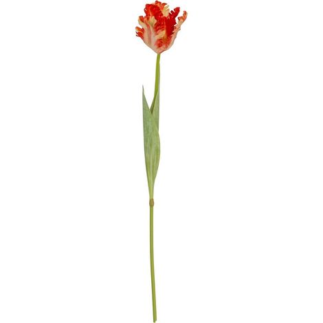 Flame Orange Parrot Tulip Artificial Flower - Plastic - H69 cm - Green